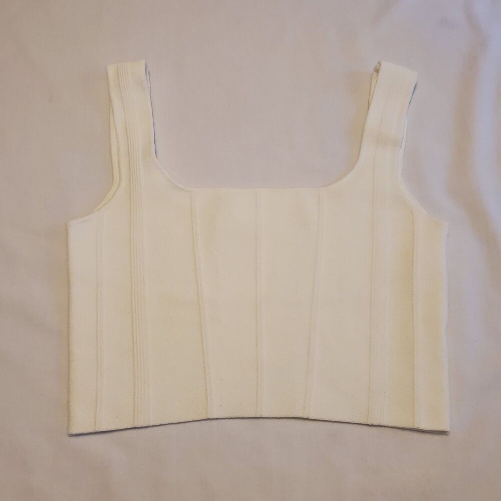 All Row White Ribbed Knit Cropped Tank Top Women Sz M Basic Neutral Minimalist